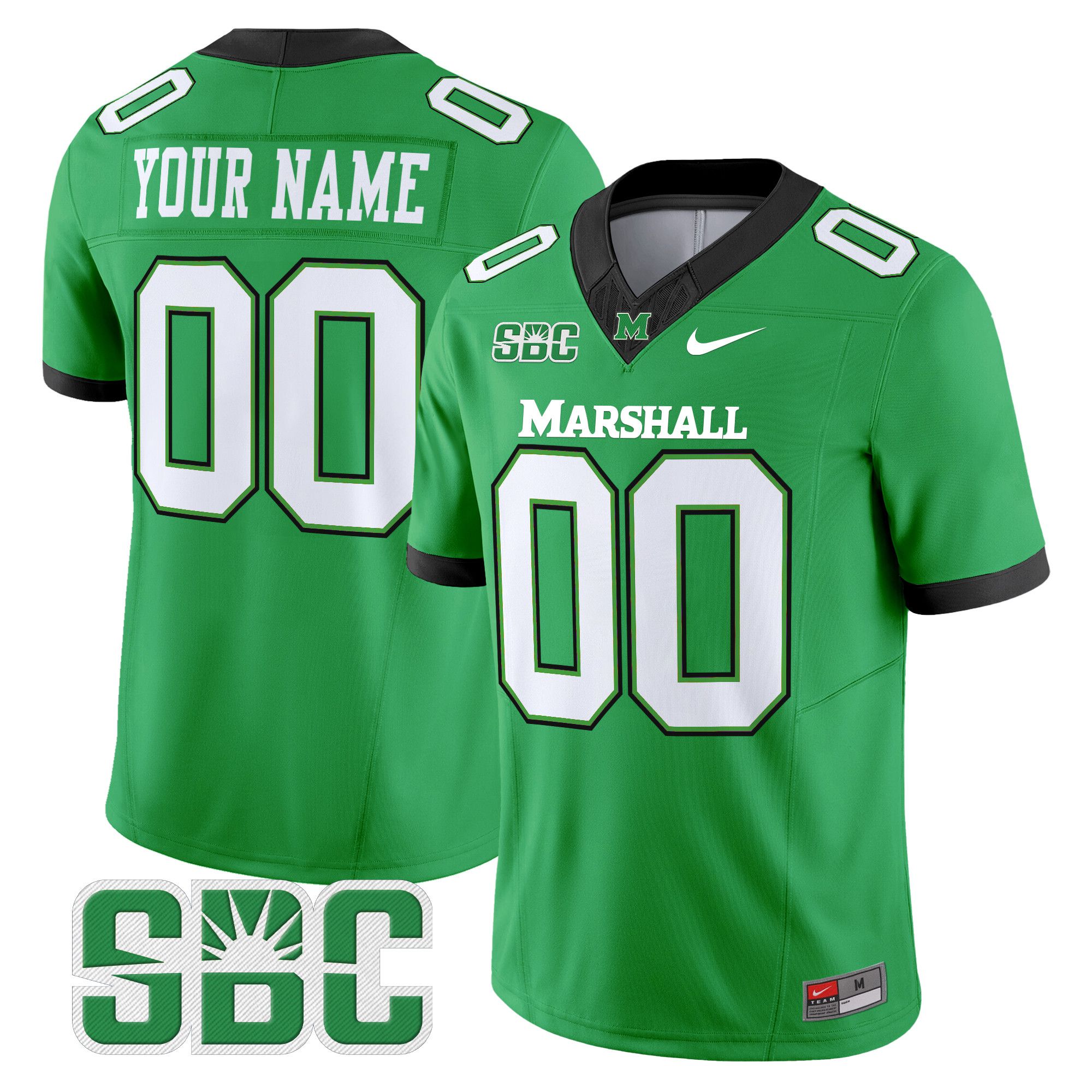 Men Marshall Thundering Herd Green Nike 2024 Vapor Limited Custom NCAA Jersey style 1->more ncaa teams->NCAA Jersey
